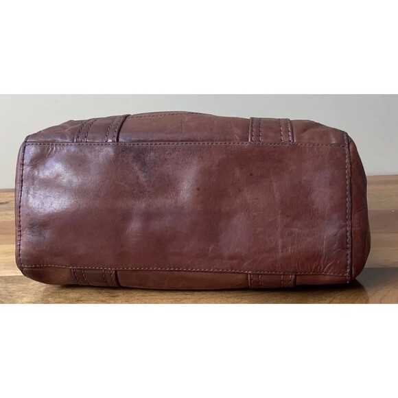 Frye Melissa Leather Satchel Tote Bag Brown Cognac Distressed Style Medium - Picture 5 of 12
